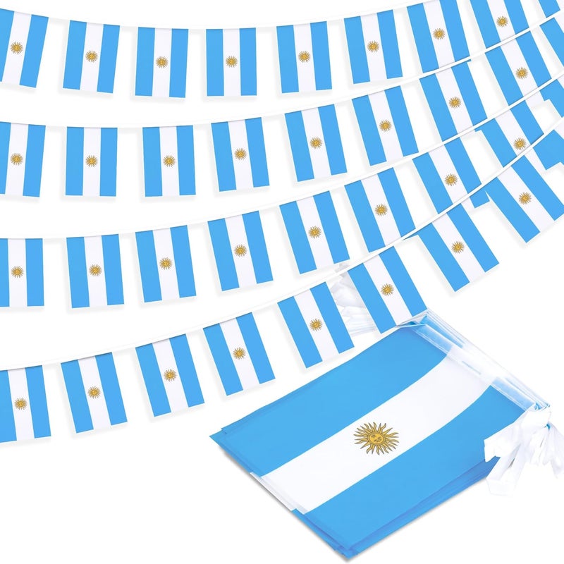 MVPRING Argentina String Flag Pennant Banner, Small Mini Argentinian Flags Bunting Banner, National Country Decoration for School, Party, Sports Events, Patriotic Festival, 33 Feet 30 Flags - Image 1